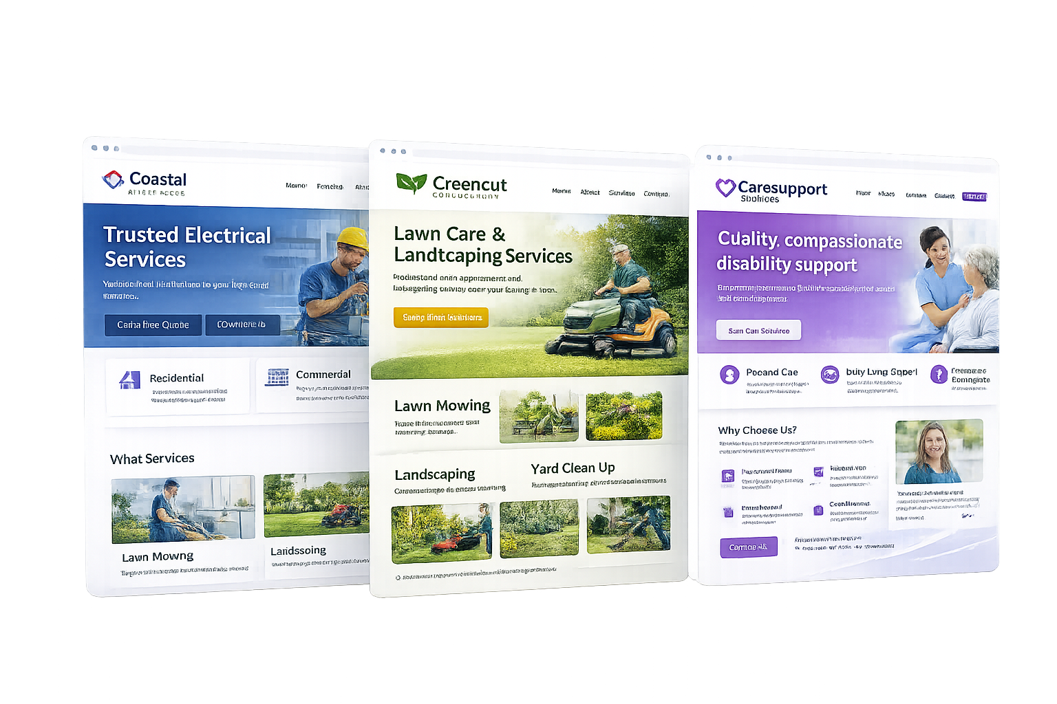 Mockup showing polished small-business website designs.